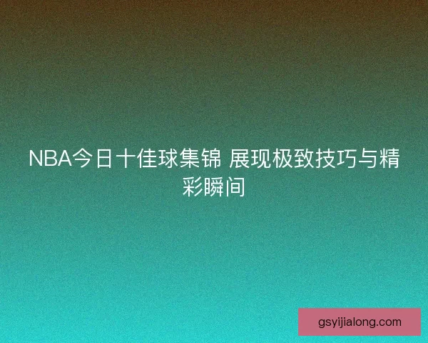 NBA今日十佳球集锦 展现极致技巧与精彩瞬间