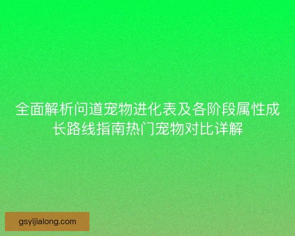 全面解析问道宠物进化表及各阶段属性成长路线指南热门宠物对比详解